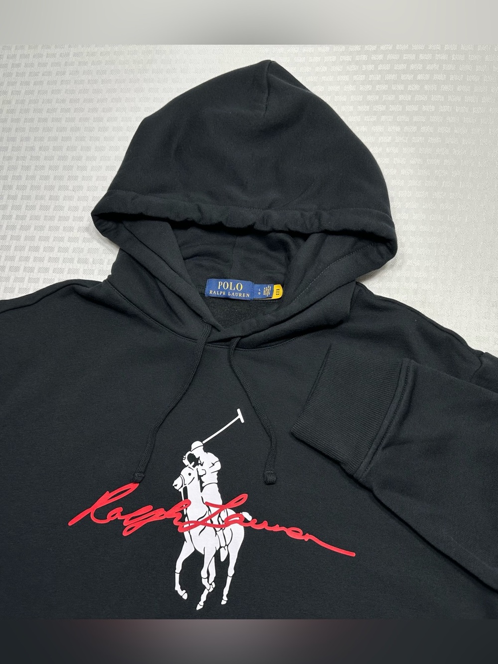 Polo Ralph Lauren Big Pony Graphic Logo Spell Out Pullover Fleece Hoodie Men's L